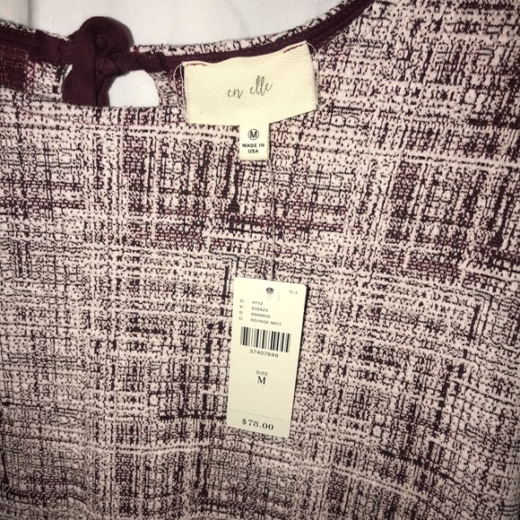 NWT Anthropologie Maroon and White Shirt - Picture 2 of 4